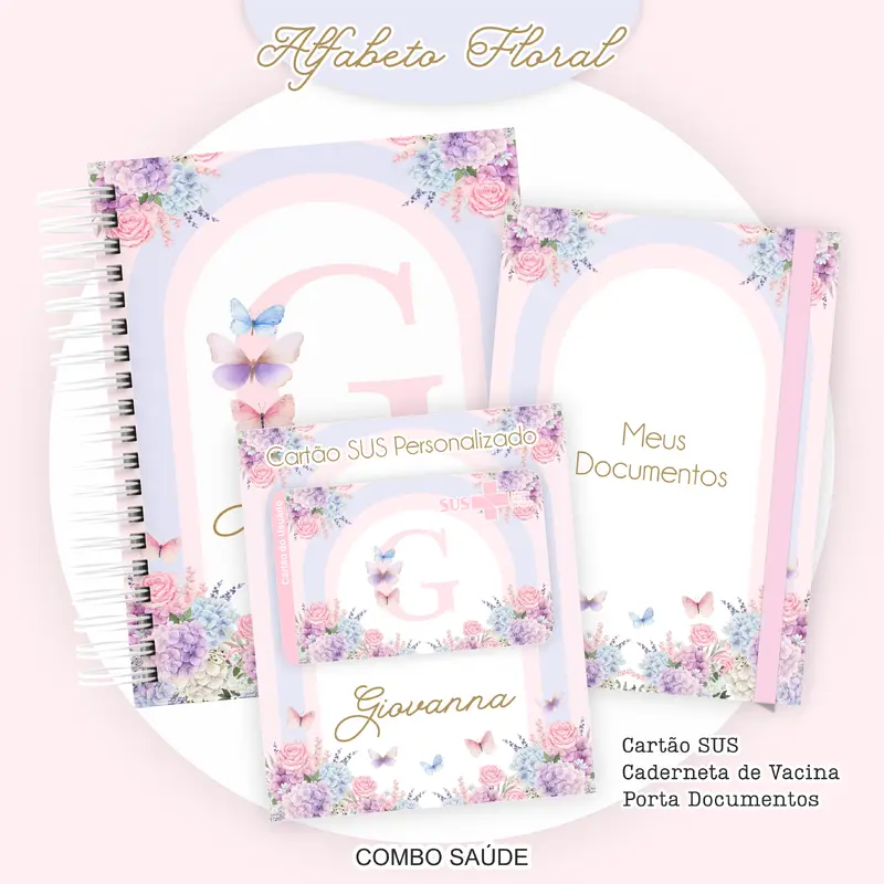 Combo Saúde do Bebê - Alfabeto Floral Menina