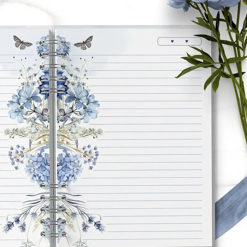 Caderno Pautado Decorado Coleção Blue
