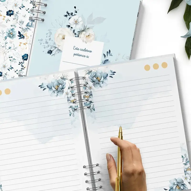 Caderno Floral Azul