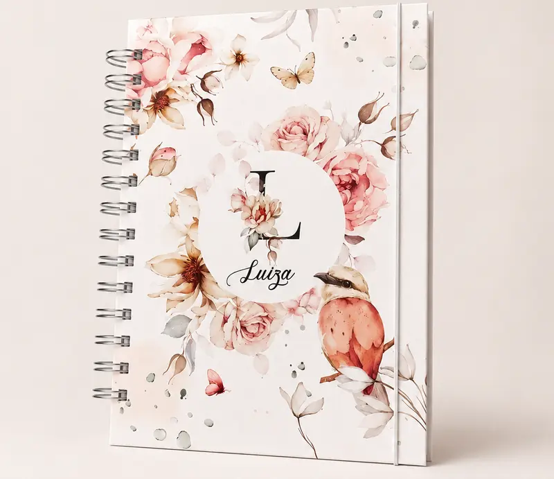 Caderno Coleção Refúgio Floral Alfabeto Rosa