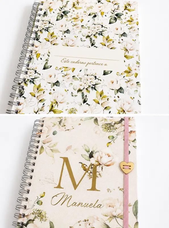 Caderno Coleção Floral Verde Alfabeto